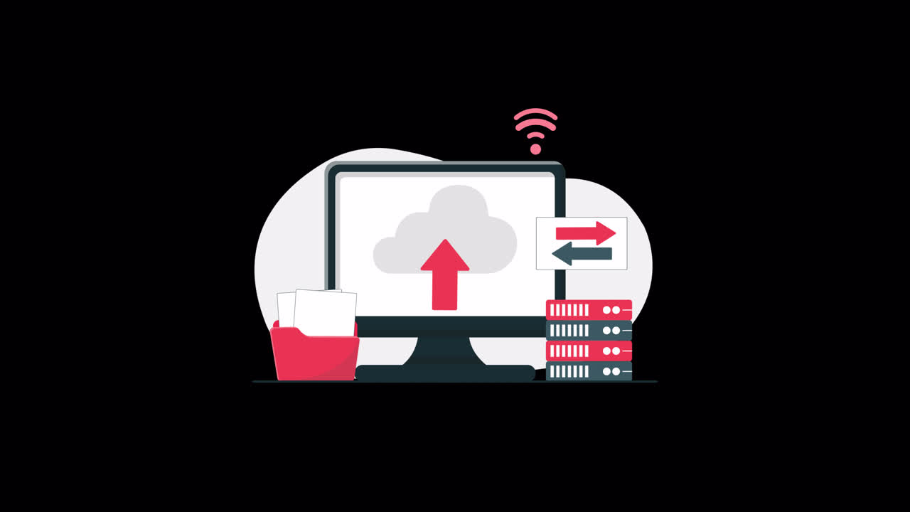 Digital dataoverførsel og cloud-lagring konceptanimation