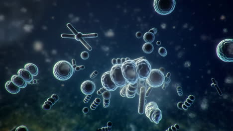 microscopic view of various cells and microorganisms
