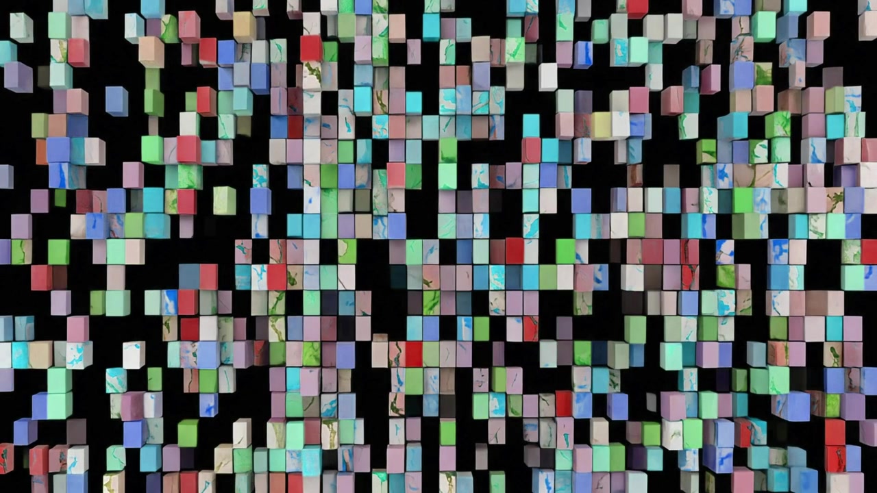 Abstract Animation of Colorful Cubes Forming a Grid