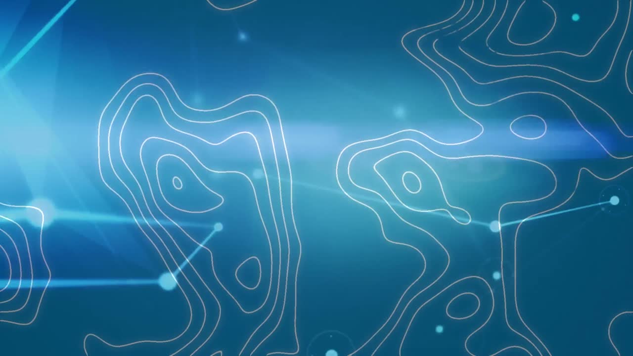 animación digital de la topografía contra la red de conexiones sobre fondo azul