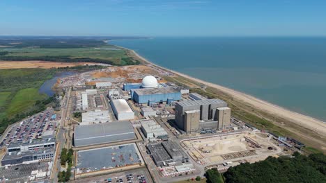 Sizewell B Nuclear Station With Surrounding Substations and Ocean Horizon