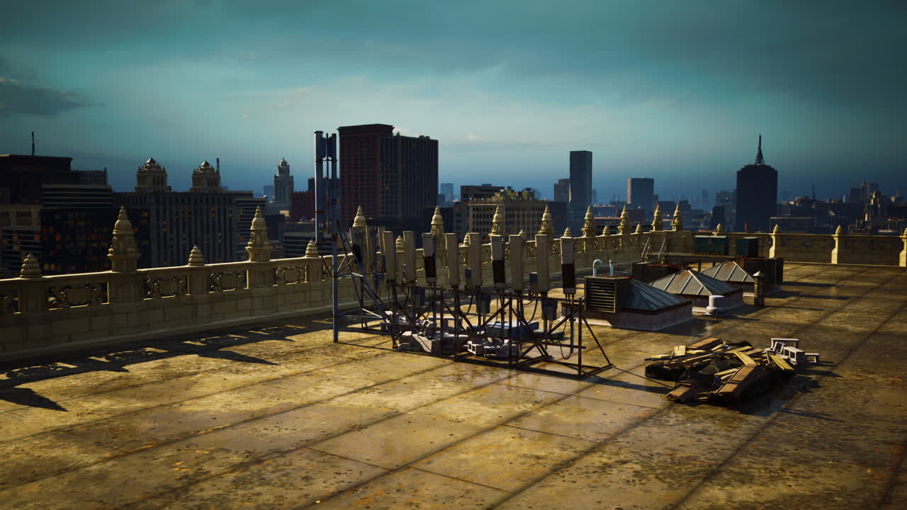 una vista de la ciudad desde un techo