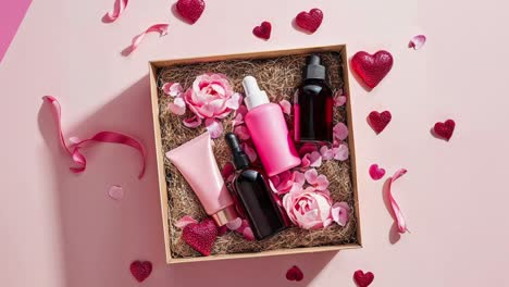 pink valentine's day skincare gift box