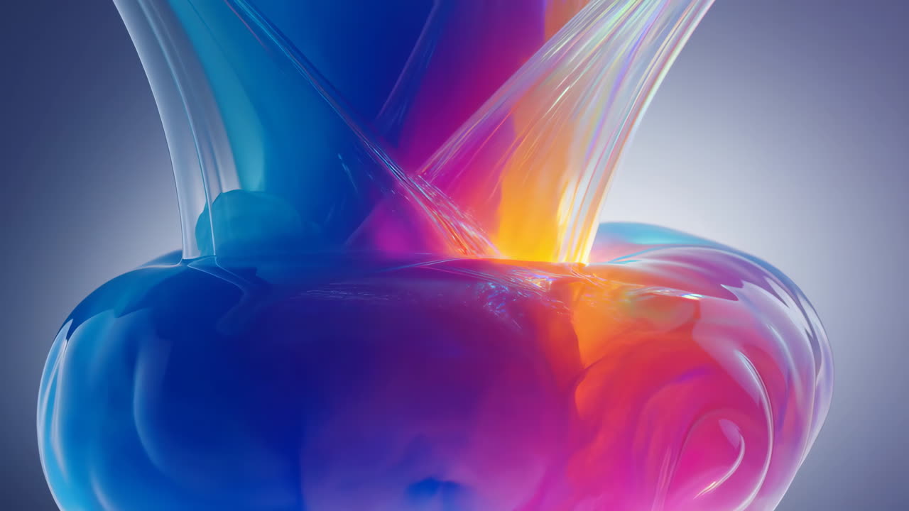 Vibrant Abstract Fluid Sculpture with Colorful Glossy Forms