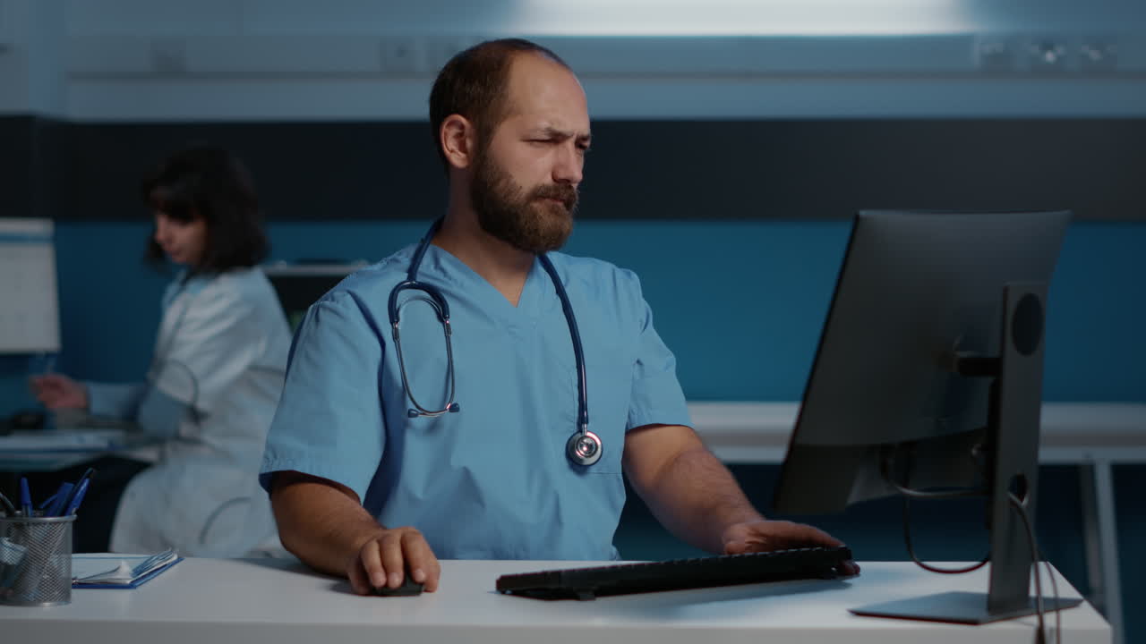 Medical professionals working at the office