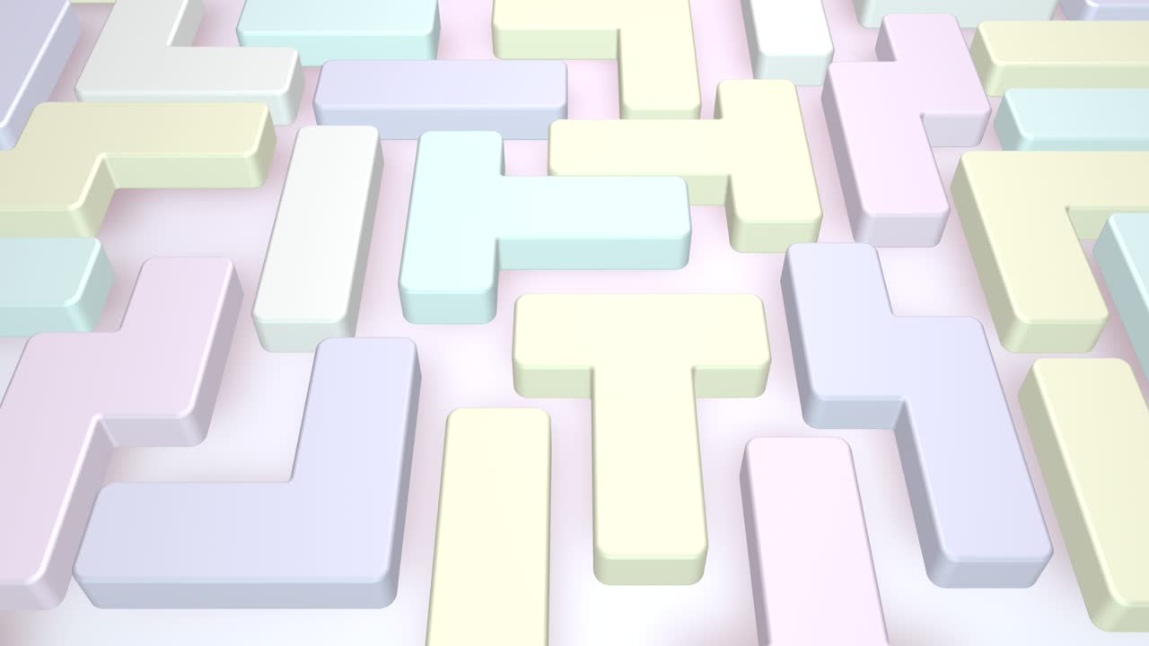 Abstract 3d geometric shapes loop animation. Modern background, seamless motion design, screensaver, backdrop. 4k animated poster banner. rotating symmetric objects, purple, blue, pink pastel colors