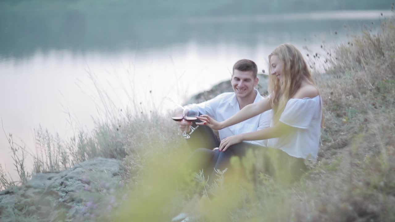 Man Proposing To Girlfriend. Man showing an engagement ring diamond to his amazed girlfriend