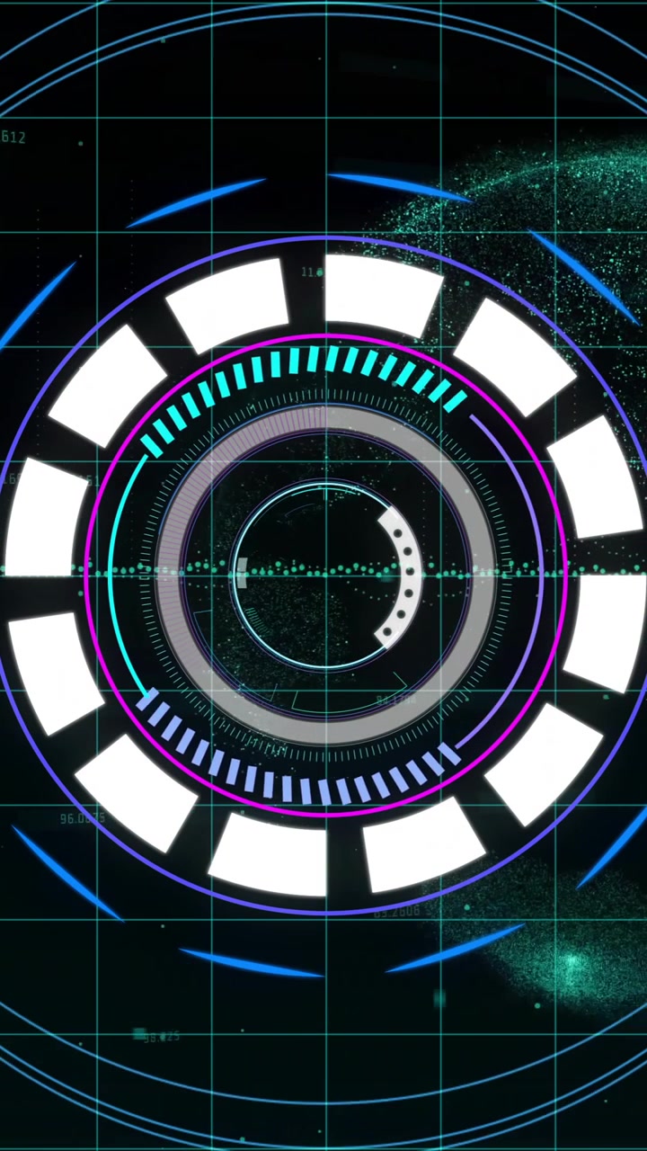 Animation of data processing and scope scanning over globe and world map