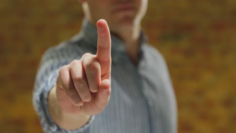 man using interactive touchscreen