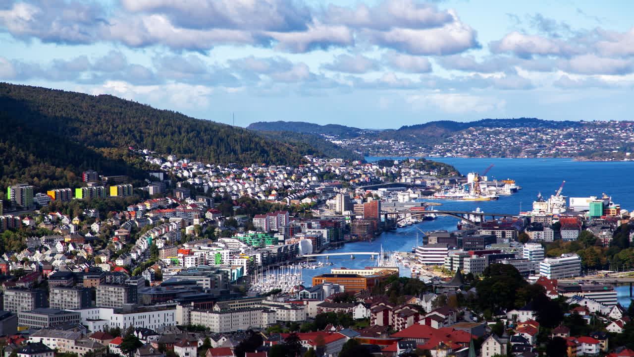 horizonte de bergen timelapse soleado, noruega