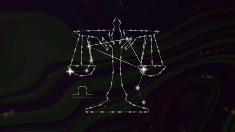 animation of libra star sign with glowing stars
