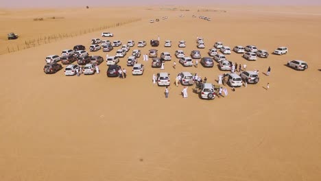 cars forming a pattern in the desert