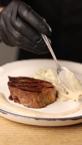 chef preparing a delicious beef tongue dish