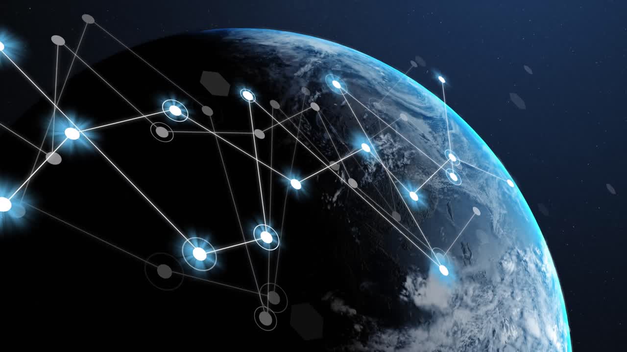 Animation of connections and globe on black background