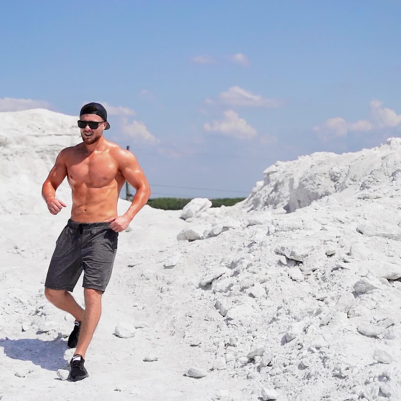 Man going down on mountain