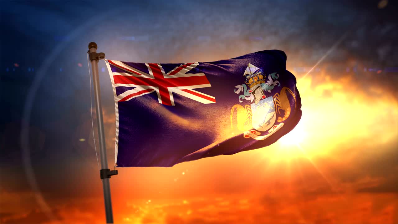 트리스탄 다 아 발은 아름다운 해가 뜨는 순환 속도 느린 동작 4k에서 백라이트됩니다.