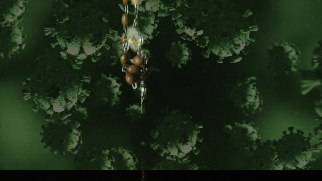 las células de covid-19 que se mueven contra la caída del rosario