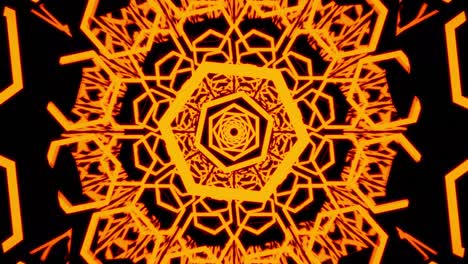 un bucle de mandala hexagonal dorada y naranja con fondo abstracto