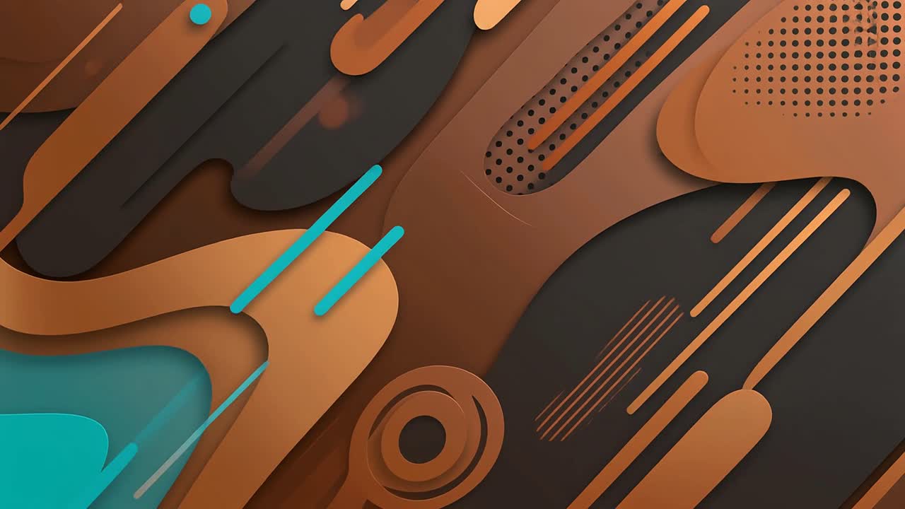 Dynamic Abstract Animation with Overlapping Brown and Teal Shapes