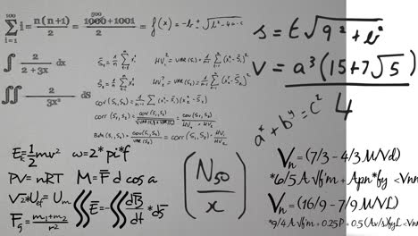 animación de ecuaciones matemáticas contra un fondo de doble tono gris y blanco