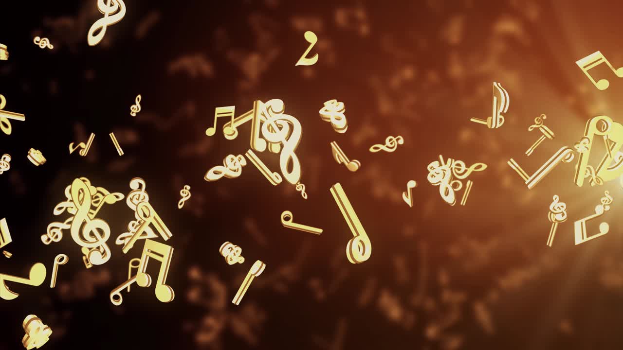 Abstract Musical Notes Flying Loop Background.