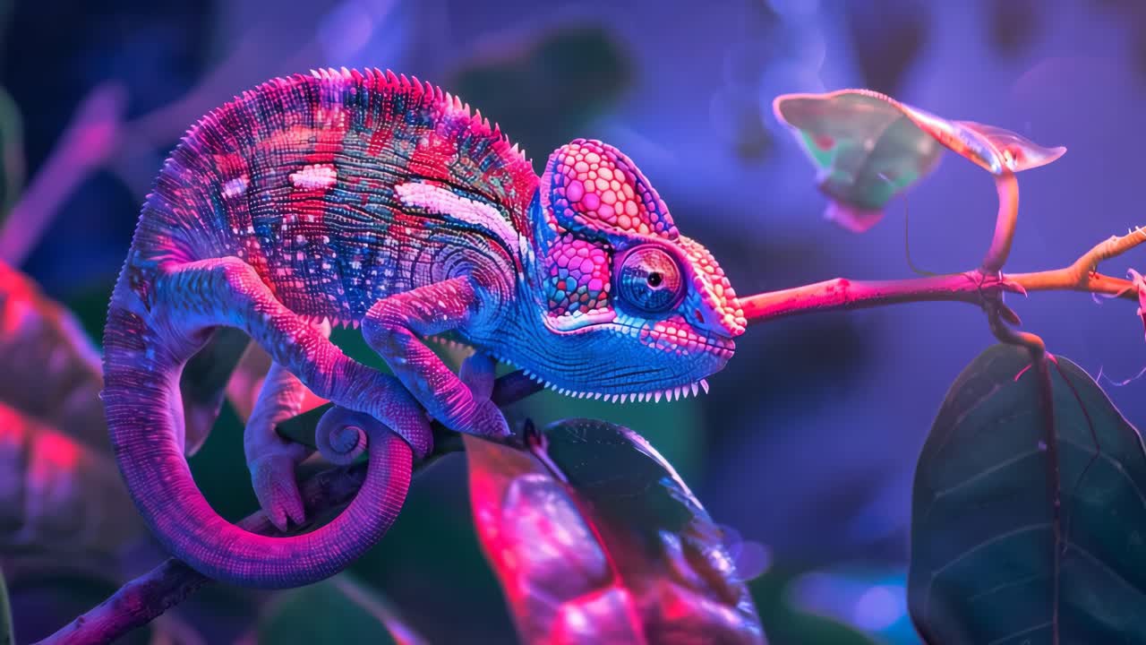 Vibrant Neon Chameleon