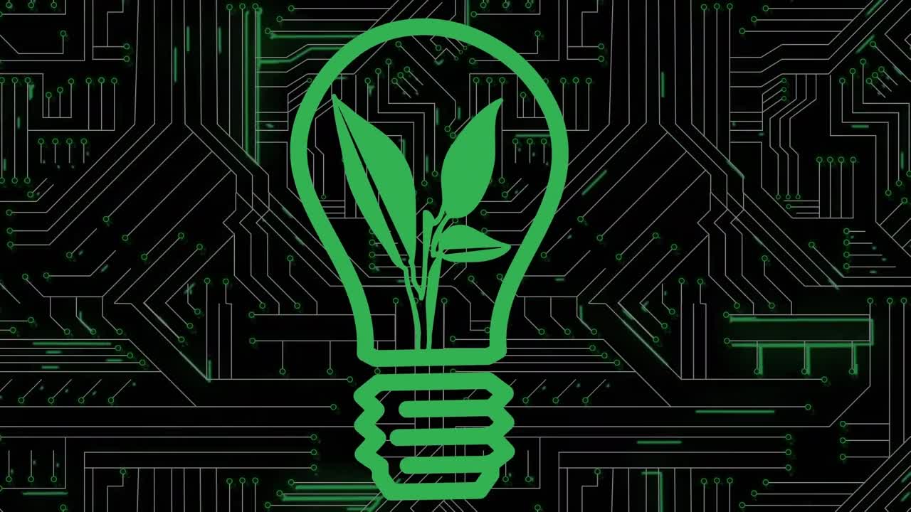 animación del bulbo con hoja en el interior sobre el procesador