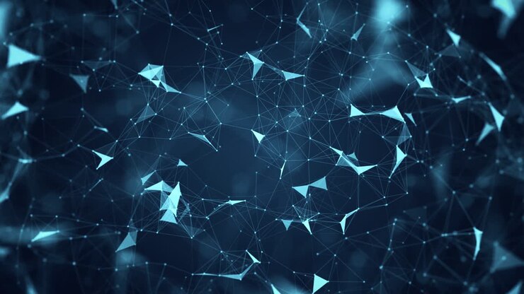 Visualizzazione futuristica di Big Data: Sfondo animato astratto con connessioni di rete e trasferimento dati - Rendering 3D 4K.