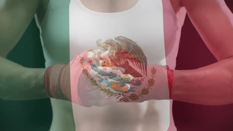 animation of flag of mexico over caucasian female boxer