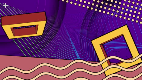 animación de patrones retro y formas en un fondo multicolor