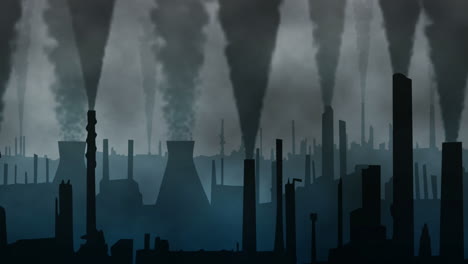 Una-Ciudad-Industrial-Con-Chimeneas-Que-Soplan-Nubes-Oscuras