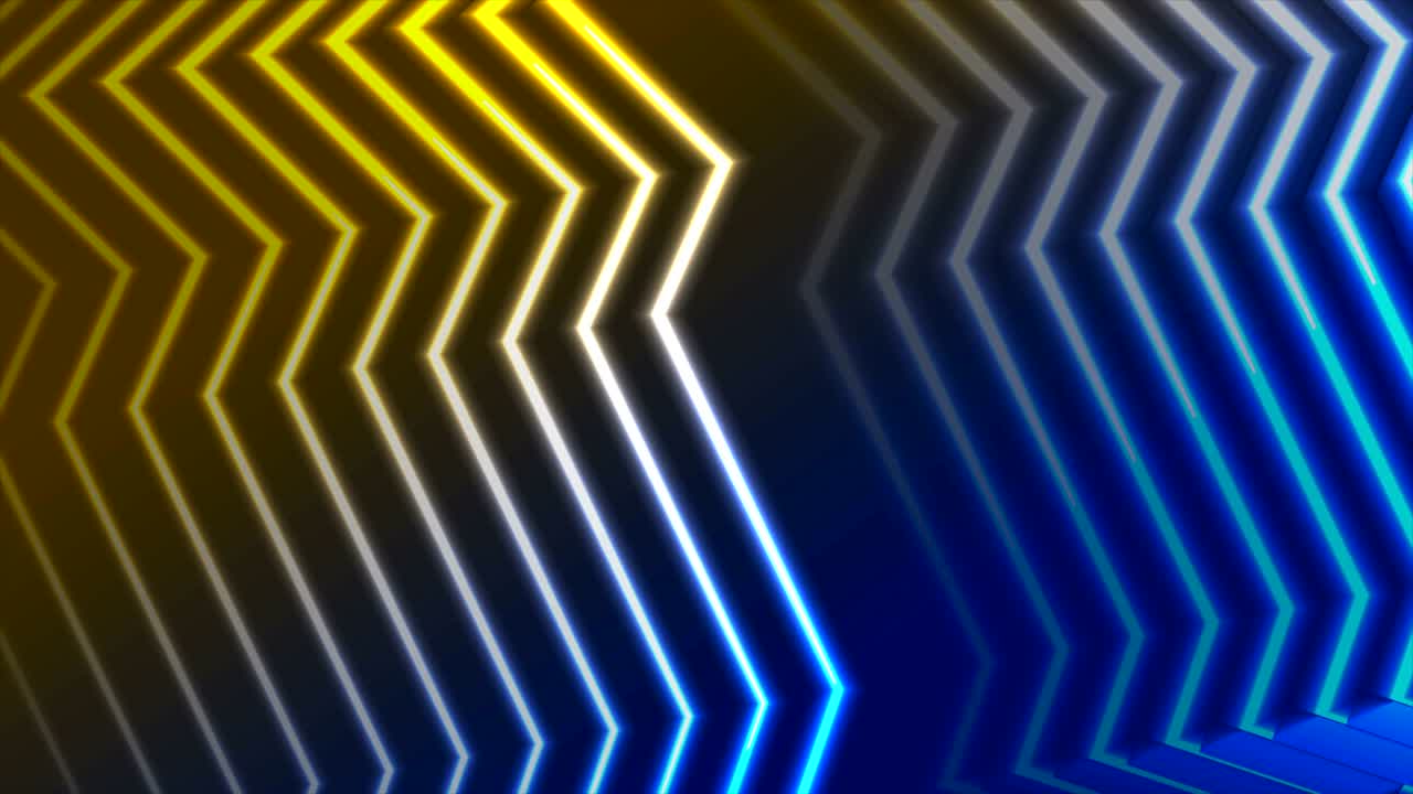 Blue yellow neon curved lines video animation