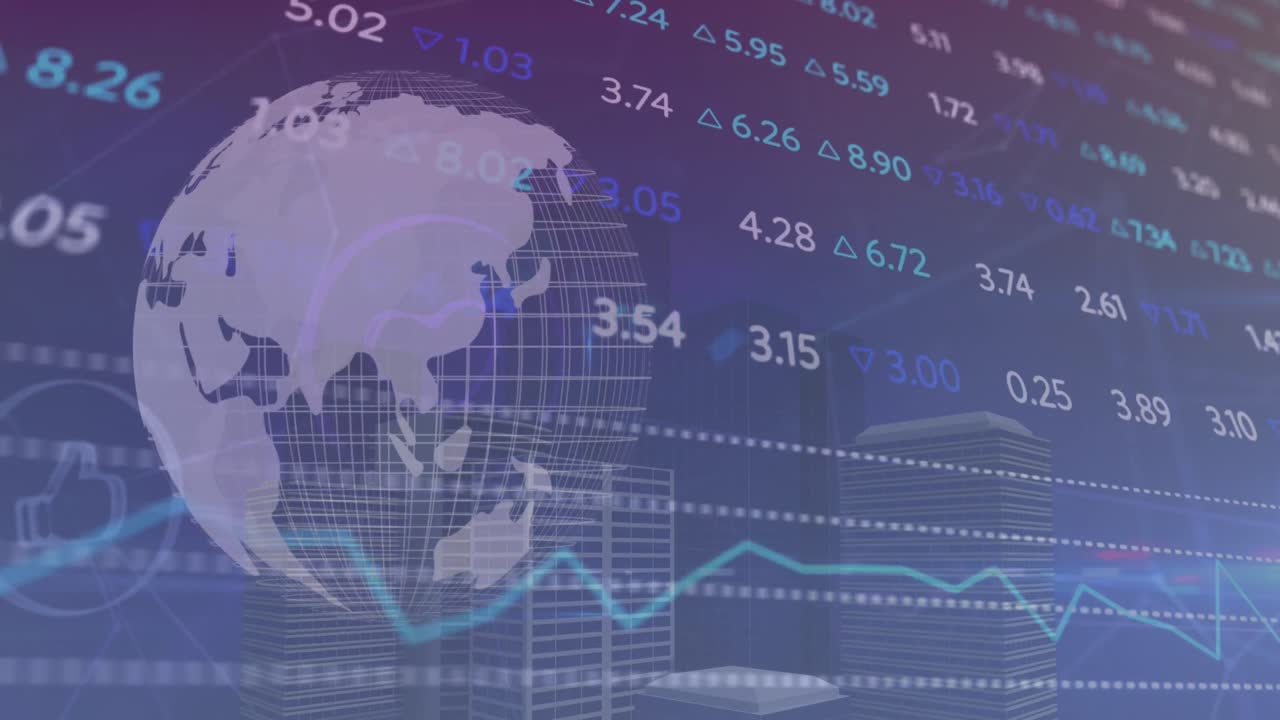 animación del procesamiento de datos en todo el mundo