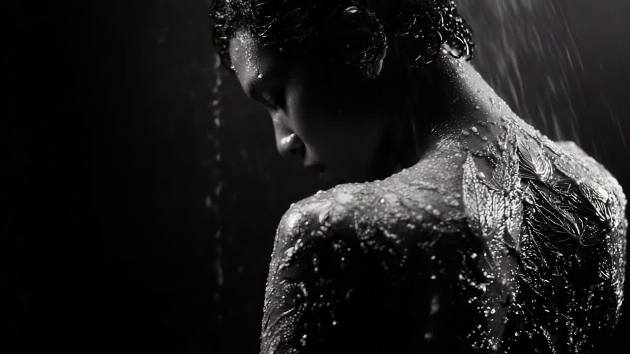 Captivating Moments of Water and Light: A Serene Study of the Human Form, Showcasing the Beautiful Interaction Between Skin, Water, and Shadow in Stunning Detail