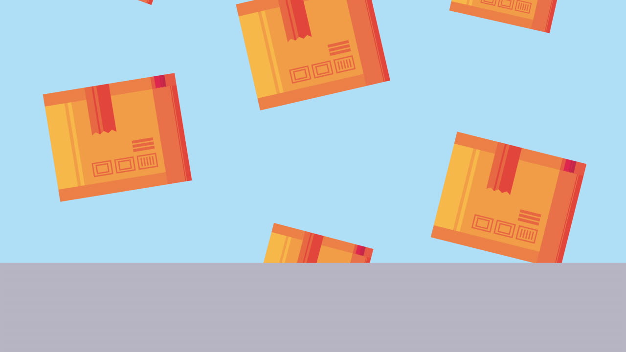 배달 서비스 상자 및 밴 애니메이션