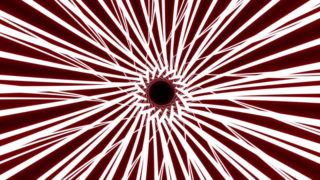 Abstract Tunnel of Red and White Lines