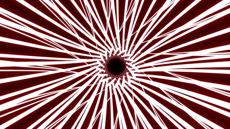Tunnel astratto di linee rosse e bianche