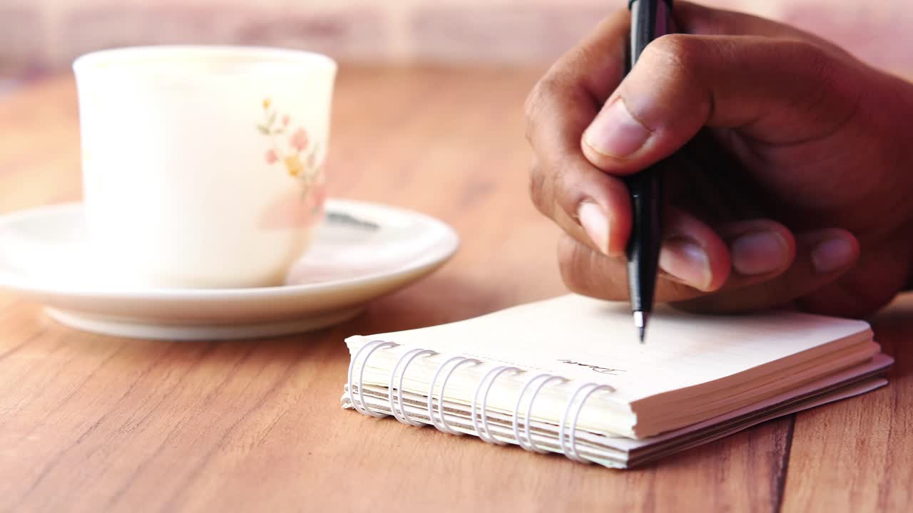 Hand Writing Notes with Coffee