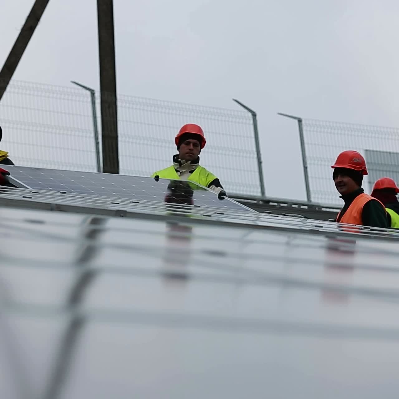 Technician installing solar panels