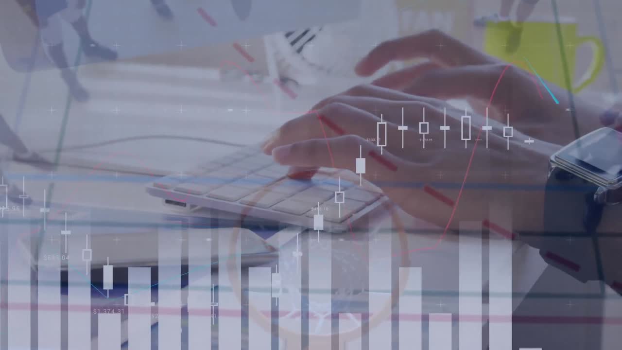 animación del procesamiento de datos financieros sobre jugadores de baloncesto