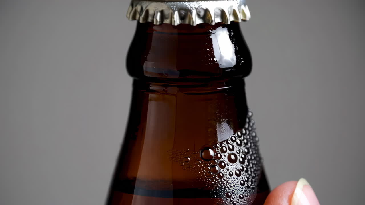 primer plano de una botella de cerveza fría