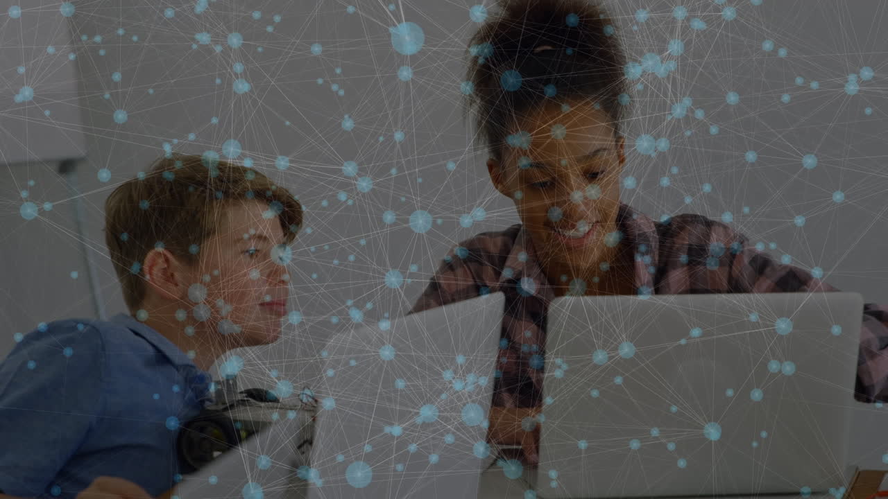 Animation of data processing over diverse children using laptops