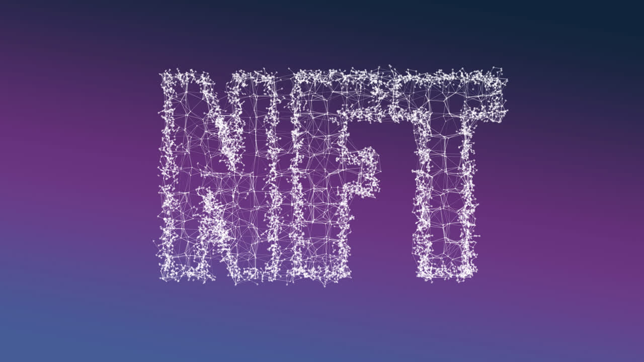 animación del texto nft en fondo azul