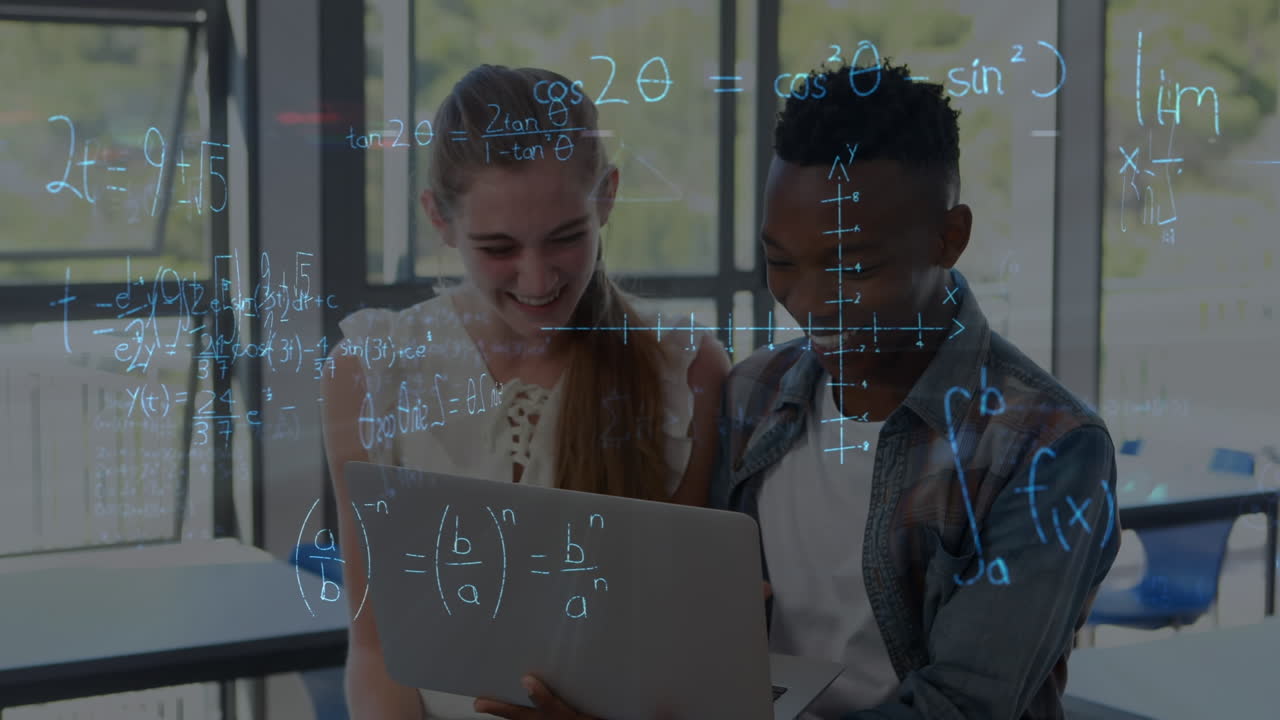 Animation of mathematical data processing over diverse students with laptop