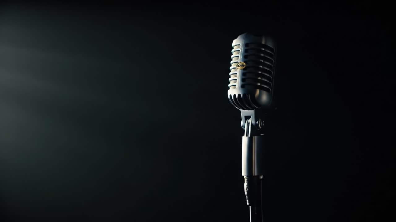 Vintage Microphone Under Spotlight