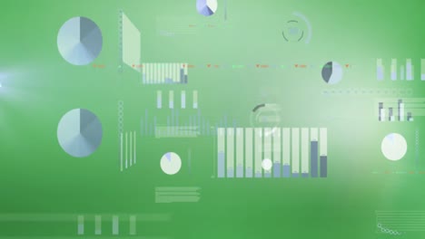 Animation-Der-Statistischen-Datenverarbeitung-Vor-Grünem-Hintergrund-Mit-Farbverlauf