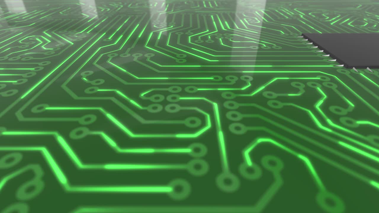 circuito de placa de computadora de color verde oscuro bucle 4k