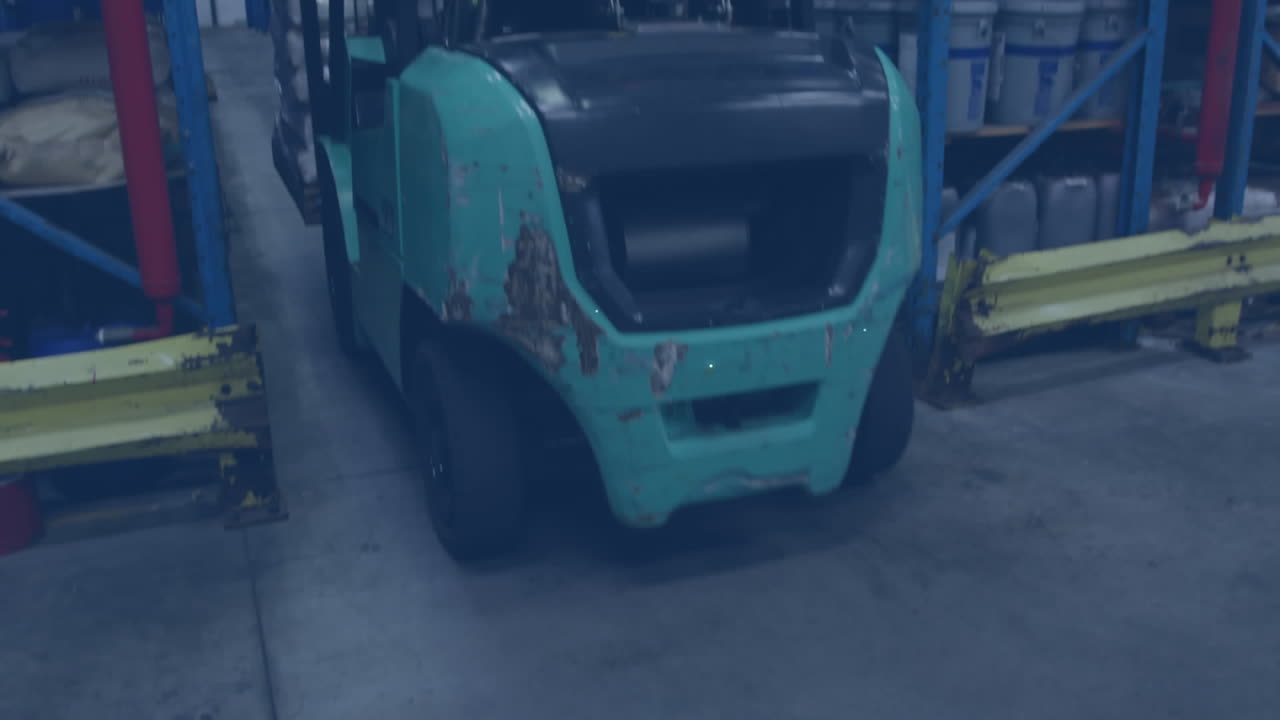 창고 위의 아이콘과 연결 네트워크의 애니메이션