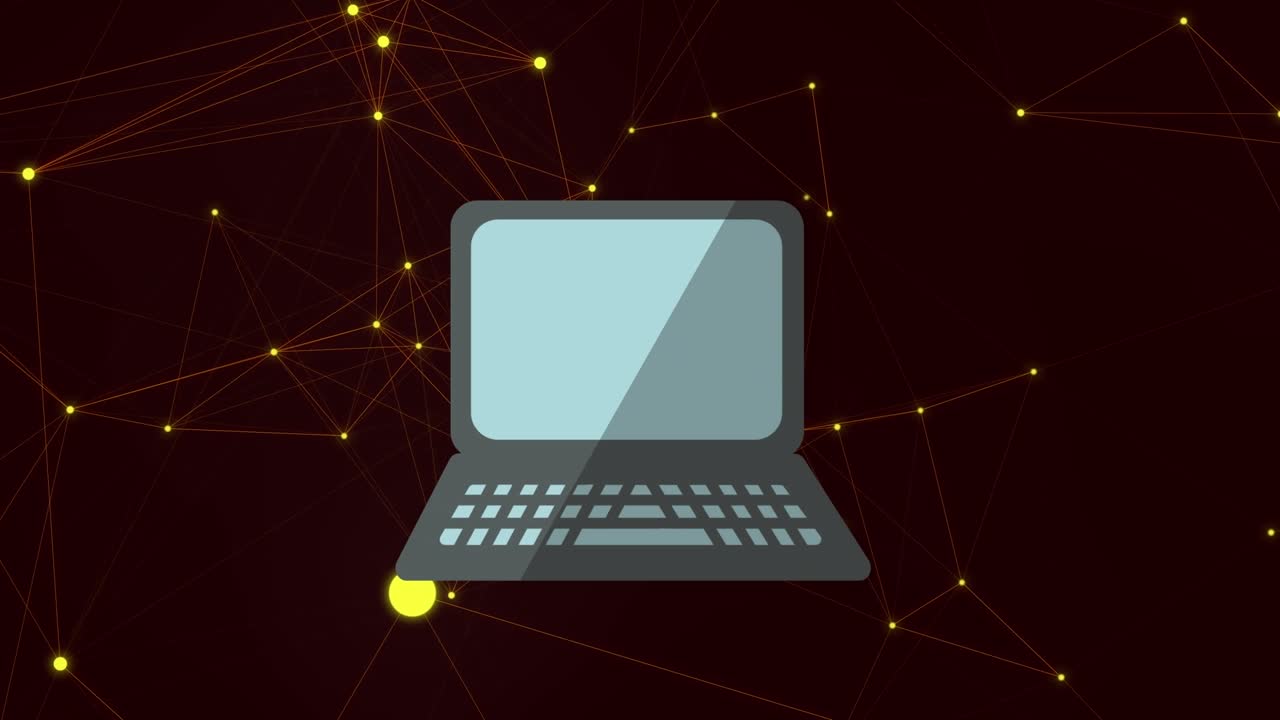 Animation of laptop icon over shapes