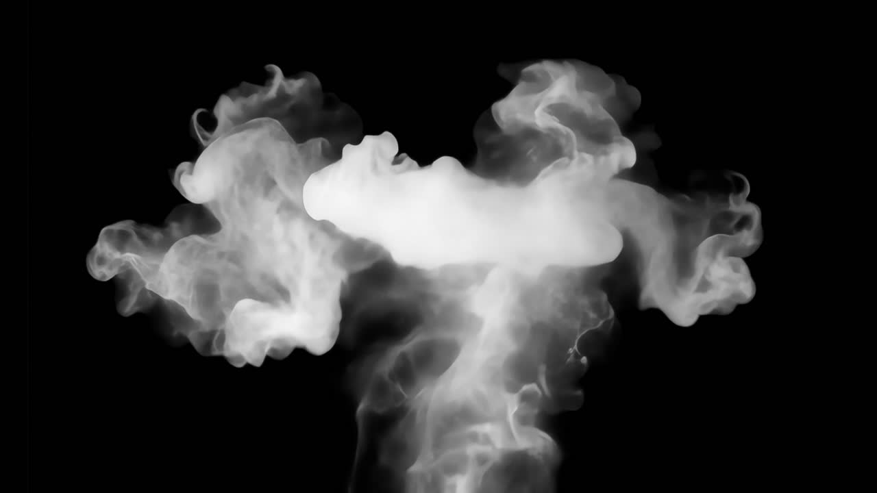Ethereal white smoke cloud formation animated overlay, transparent 4K video, alpha channel, ProRes